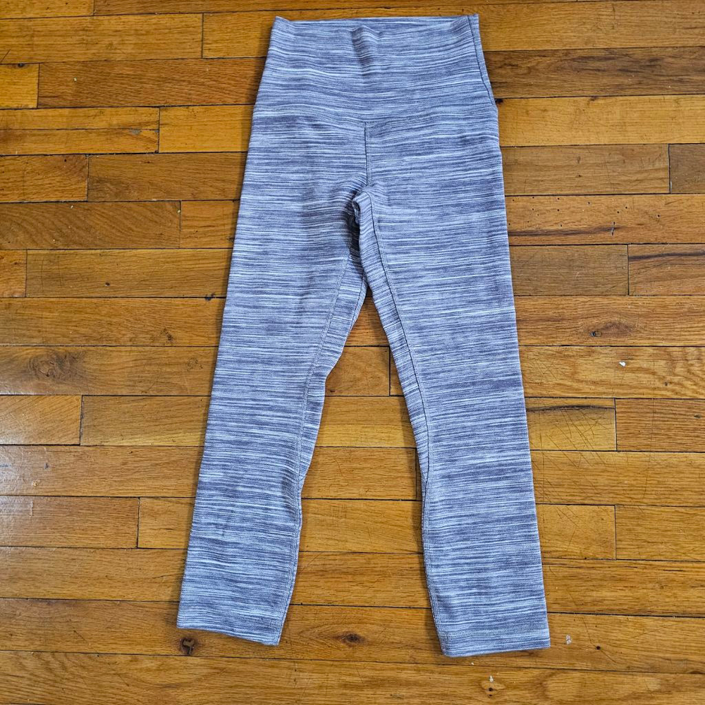 Lululemon Gray White Stripe Leggings Size 2